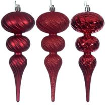 Conjunto de 8 Adornos Navideños Vickerman de 20 cm en Rojo con Remate en Espiral Conjunto de 8 Adornos Navideños Vickerman de 20 cm en Rojo con Remate en Espiral