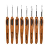 Conjunto De 8 Agulhas De Crochê Com Cabo De Plástico 25mm-6mm Para Tricô E Artesanato