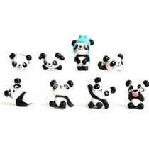 Conjunto de 8 Brinquedos Panda Yeooyoor para Decoração de Bolo