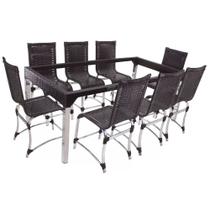 Conjunto de 8 Cadeiras e Mesa de Jantar Haiti Trama Original