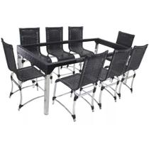 Conjunto de 8 Cadeiras e Mesa de Jantar Haiti Trama Original