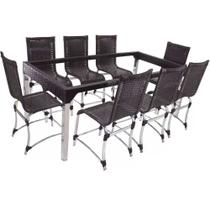 Conjunto de 8 Cadeiras e Mesa de Jantar Haiti Trama Original