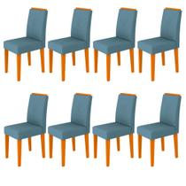 Conjunto De 8 Cadeiras Para Sala De Jantar Amanda Ype Azul Claro WD26 New Ceval