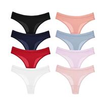 Conjunto De 8 Calcinhas De Algodão Para Mulheres, G-Strings Listradas Respiráveis, Lingerie Sexy E