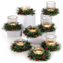 Conjunto de 8 Castiçais Tealight Glasseam com Anéis para Velas