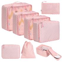 Conjunto de 8 Cubos de Embalagem BAGAIL - Organizadores de Bagagem para Viagem (Branco/Rosa) Conjunto de 8 Cubos de Embalagem BAGAIL - Organizadores de Bagagem para Viagem (Branco/Rosa)