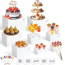 Conjunto de 8 Elevadores para Buffet Qinzave em Acrílico Branco Conjunto de 8 Elevadores para Buffet Qinzave em Acrílico Branco