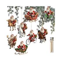Conjunto De 8 Enfeites De Madeira 2D Planos Do Papai Noel Para Árvores De Natal E Decorações Conjunto De 8 Enfeites De Madeira 2D Planos Do Papai Noel Para Árvores De Natal E Decorações
