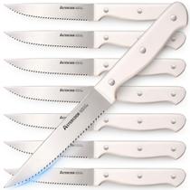 Conjunto de 8 Facas para Bife Astercook com Lâmina Serrilhada e Cabo Creme Branco Conjunto de 8 Facas para Bife Astercook com Lâmina Serrilhada e Cabo Creme Branco