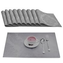 Conjunto de 8 jogos americanos HomeJoy impermeáveis de poliéster 33 x 48 cm cinza Conjunto de 8 jogos americanos HomeJoy impermeáveis de poliéster 33 x 48 cm cinza