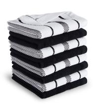 Conjunto de 8 Panos de Prato KitchenAid Albany - Ônix Preto/Branco - 30x30cm