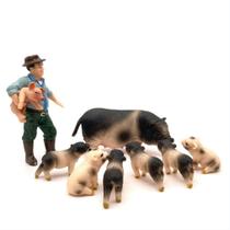 Conjunto de 8 peças da coleção de anime Figure Toy Peasant Feeding Pig Conjunto de 8 peças da coleção de anime Figure Toy Peasant Feeding Pig
