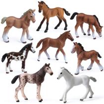 Conjunto de 8 peças de plástico Toy UANDME Horse Foal para meninas e meninos Conjunto de 8 peças de plástico Toy UANDME Horse Foal para meninas e meninos