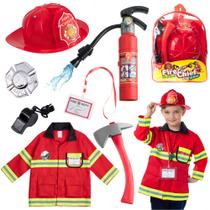 Conjunto de 8 peças Fireman Costume Born Toys Premium Lavável para Crianças Conjunto de 8 peças Fireman Costume Born Toys Premium Lavável para Crianças