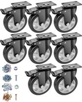 Conjunto de 8 peças pretas pesadas Caster Wheels ASRINIEY de 5 polegadas