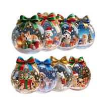 Conjunto De 8 Pingentes De Madeira 2D De Natal Com Cães Fofos Para Decoração De Casa, Escritório E