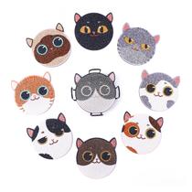 Conjunto De 8 Porta-Copos De Pintura Diamante Com Design De Gato, Cristais De Strass, Base De