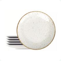 Conjunto de 8 Pratos Raso Rústico 25cm Porcelana Tramontina
