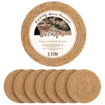Conjunto de 8 rattan naturais em tecido redondo Placemat BAVIFY de 13" Conjunto de 8 rattan naturais em tecido redondo Placemat BAVIFY de 13"
