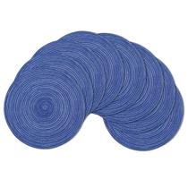 Conjunto de 8 tapetes americanos SHACOS, trançados redondos, para mesa de jantar, azul