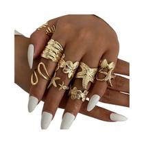Conjunto De 9 Anéis Geométricos Ajustáveis Criativos Com Flores E Estrelas Do Mar Para Mulheres, Conjunto De 9 Anéis Geométricos Ajustáveis Criativos Com Flores E Estrelas Do Mar Para Mulheres,