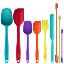 Conjunto de 9 Espátulas de Silicone HOTEC - Utensílios de Cozinha para Assar e Cozinhar