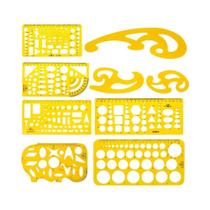 Conjunto De 9 Estênceis Para Desenho Arquitetônico, Régua Curva Francesa, Ferramentas Para