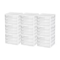 Conjunto de 9 Gavetas Transparentes Sterilite com Estrutura Branca