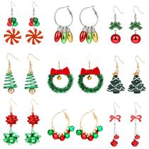 Conjunto de 9 pares de brincos Moiegouct Christmas Dangle para mulheres