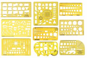 Conjunto de 9 Peças Traceease, Templates de Geometria Multi-Formas & Setas - Ferramentas de Desenho - Traceease Conjunto de 9 Peças Traceease, Templates de Geometria Multi-Formas & Setas - Ferramentas de Desenho - Traceease