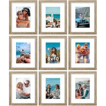 Conjunto de 9 porta-retratos Vittanly 8x10 com acrílico e tapete Conjunto de 9 porta-retratos Vittanly 8x10 com acrílico e tapete