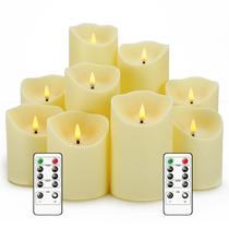Conjunto de 9 velas sem chama Nimiko com controle remoto e temporizador Ivory