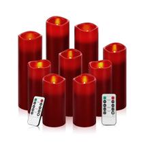 Conjunto de 9 velas sem chama Vinkor Burgundy com controle remoto Conjunto de 9 velas sem chama Vinkor Burgundy com controle remoto