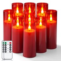 Conjunto de 9 velas vermelhas Amagic Flameless LED com controle remoto