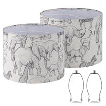 Conjunto de abajures de 2 abajures de tambor de 25 cm de altura para mesa