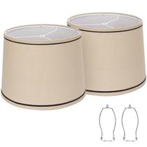 Conjunto de abajures Seaside Village Drum, linho bege, 30x32x25cm Conjunto de abajures Seaside Village Drum, linho bege, 30x32x25cm
