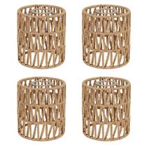 Conjunto de abajures Stepeak Rattan, pacote com 4 unidades para luminárias de chão de 15 cm