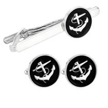Conjunto de abotoaduras e barras de gravata Creative Anchor para homens