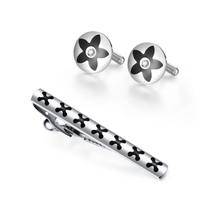 Conjunto de abotoaduras e clipes de gravata, esmalte elegante para homens
