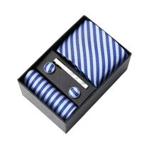 Conjunto de Abotoaduras e Gravata com Bolinhas Azuis para Homens - Presente Ideal Conjunto de Abotoaduras e Gravata com Bolinhas Azuis para Homens - Presente Ideal