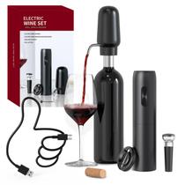 Conjunto de abridor de vinho elétrico CIRCLE JOY 4 em 1 com aerador preto