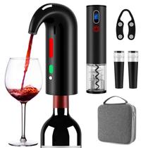 Conjunto de abridor de vinho Higfra Electric com decantador, aerador e bolsa preta