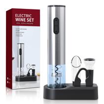 Conjunto de Abridor Elétrico de Garrafas de Vinho Liuzouwin 5 em 1 Prateado Conjunto de Abridor Elétrico de Garrafas de Vinho Liuzouwin 5 em 1 Prateado