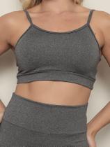Conjunto de Academia Feminino Top e Bermuda cós Alto Fitness 2049