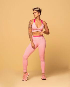 Conjunto de academia rosa e pink feminino - Estrela fitness Conjunto de academia rosa e pink feminino - Estrela fitness