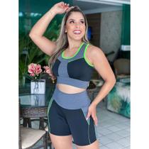 Conjunto de Academia Short e Top Mescla Feminino Roupa de Ginástica