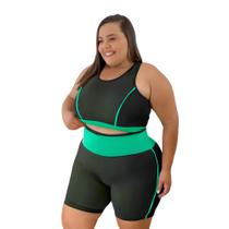 Conjunto de Academia Top e short Ciclista PLUS SIZE e Slim Roupa fitness feminino