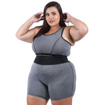 Conjunto de Academia Top e short Ciclista PLUS SIZE e Slim Roupa fitness feminino