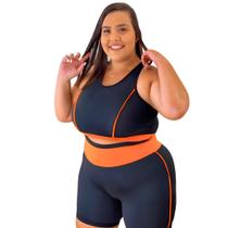 Conjunto de Academia Top e short Ciclista PLUS SIZE e Slim Roupa fitness feminino