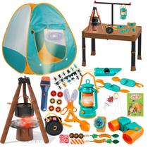 Conjunto de acampamento Qtioucp Kids com mesa/tenda dobrável e lanterna